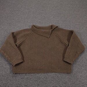 Vintage Gap Sweater Womens Medium Brown 100% Wool Mock Neck Chunky Knit Pullover